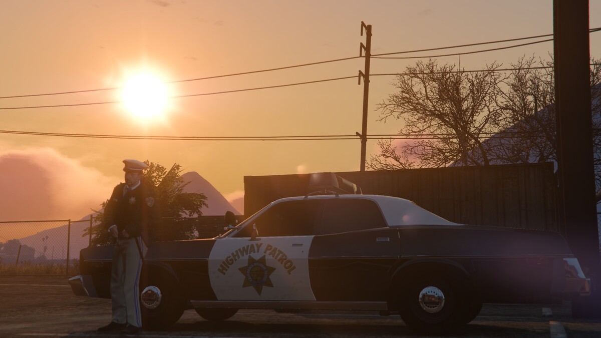 Sunny cop car